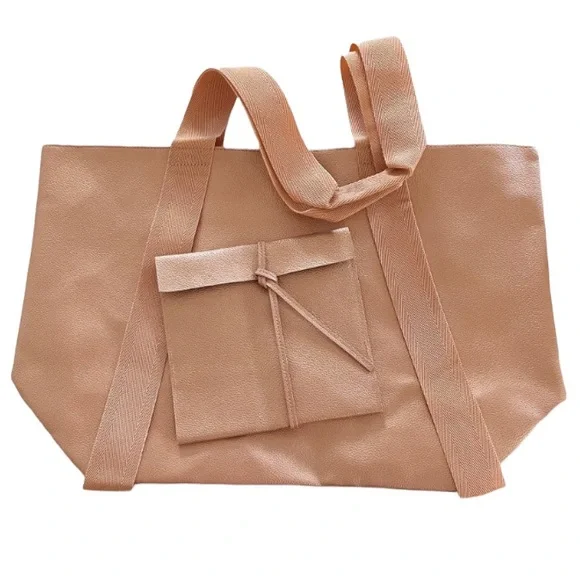 Saks Fifth Avenue Rose Gold Exclusive Tote Bag & Tech Roll-up Case - Picture 2 of 7